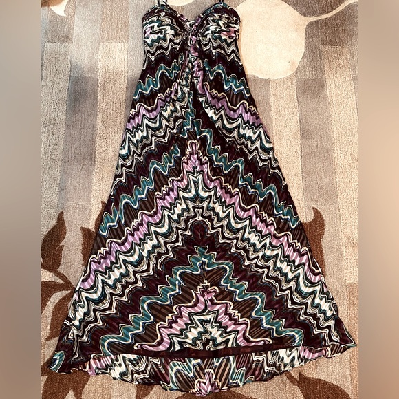 Laundry by Shelli Segal Sleeveless Silk Maxi Dress Striped Weave Abstract Print - Picture 4 of 11